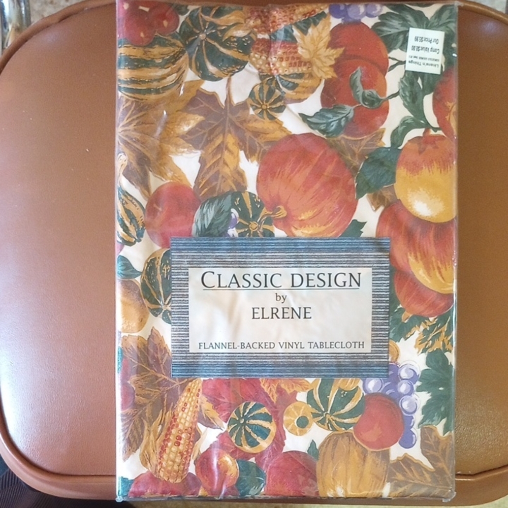 Elrene Gorgeous Gourds 70 Inch Round Vinyl Flannel Backed Tablecloth